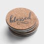 Joyful, Thankful, Grateful, and Blessed - Cork & Metal Coasters, Set of 4