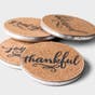 Joyful, Thankful, Grateful, and Blessed - Cork & Metal Coasters, Set of 4