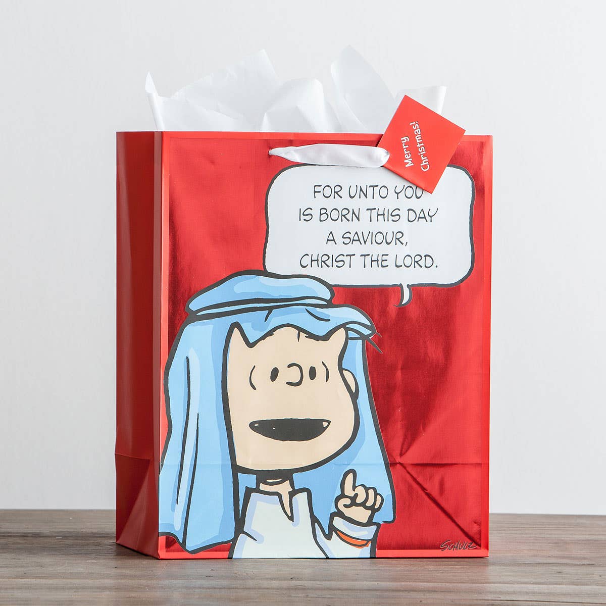 Peanuts Christmas - For Unto You Is Born This Day - Large Christmas Gift Bag