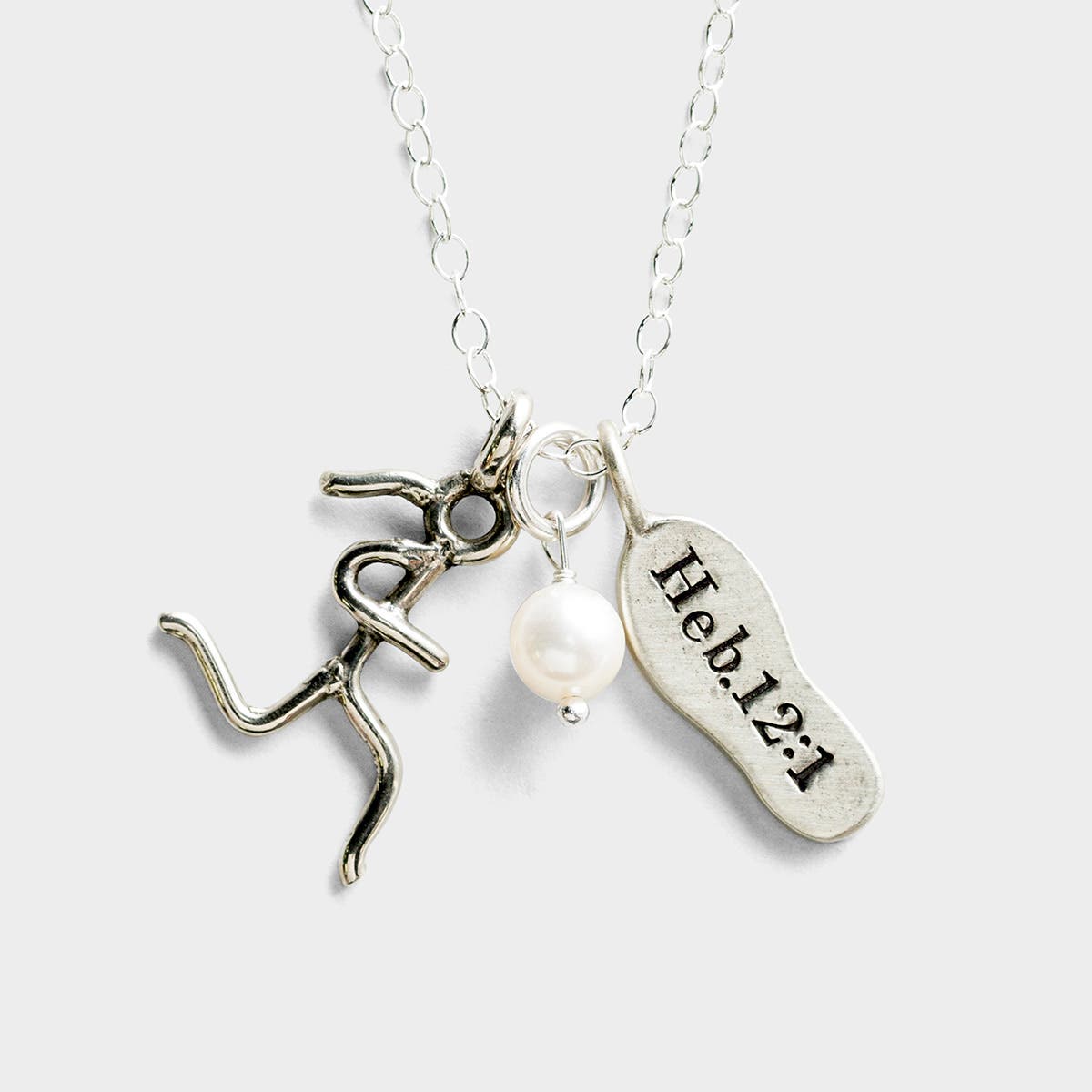 Run with Endurance - White Bronze Pendant Necklace