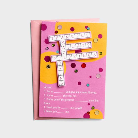 Mother's Day - Mom - Thankful, Blessings, Loving - 1 Greeting Card