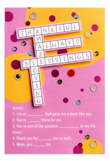 Mother's Day - Mom - Thankful, Blessings, Loving - 1 Greeting Card