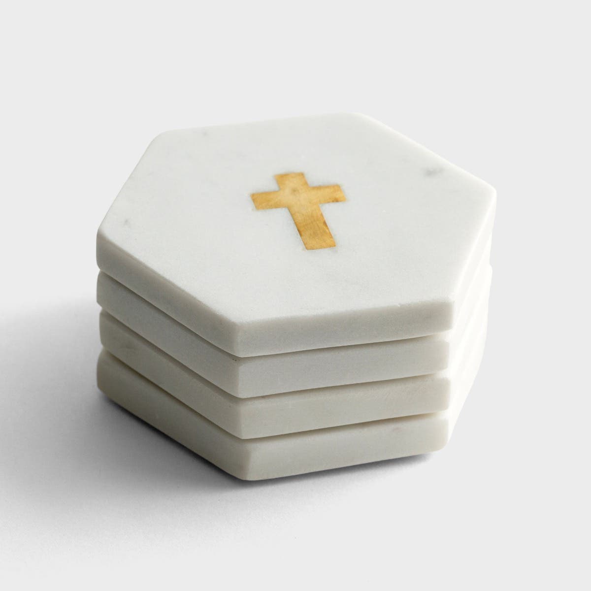 Gold Cross - Marble Coasters, Set of 4