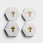 Gold Cross - Marble Coasters, Set of 4