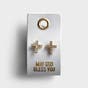 May God Bless You - Rhinestone Cross Stud Earrings