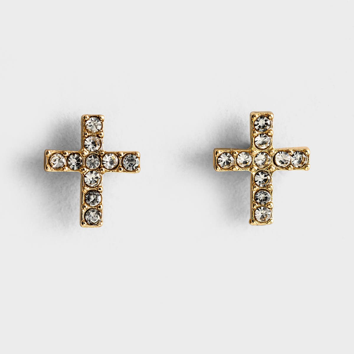 May God Bless You - Rhinestone Cross Stud Earrings
