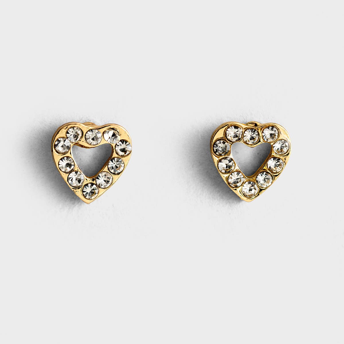 Everlasting Love - Rhinestone Heart Stud Earrings