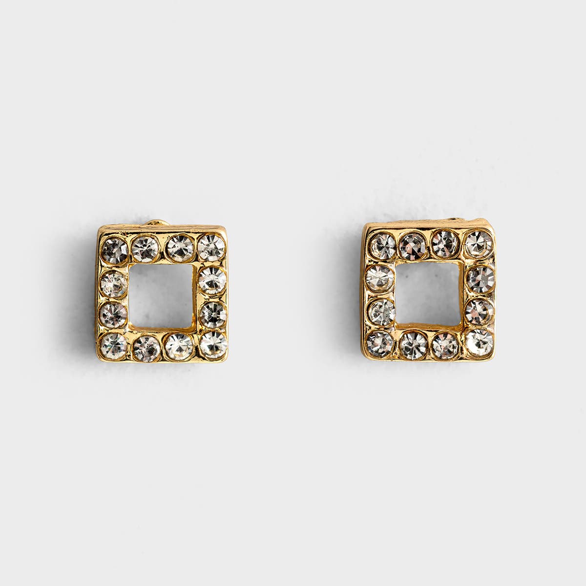 Wonderfully Made - Rhinestone Square Stud Earrings