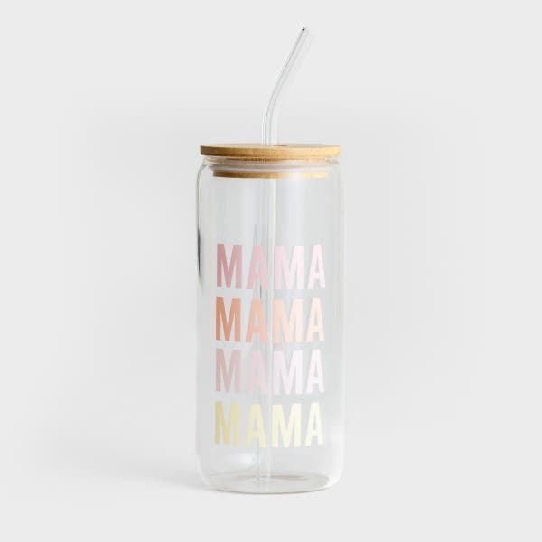 Santa Barbara Designs - Mama 20oz Glass Cold Brew Tumbler with Lid and Straw
