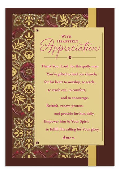 Ministry Appreciation - With Heartfelt Appreciation - 1 Premium Card