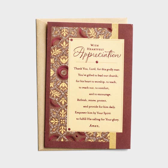 Ministry Appreciation - With Heartfelt Appreciation - 1 Premium Card