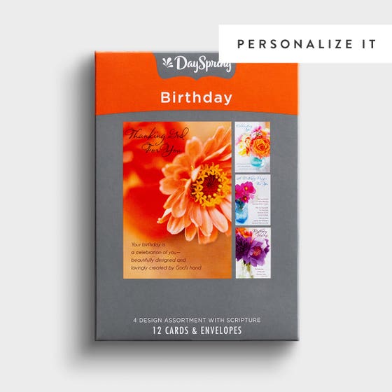 Birthday - Flower Photos - 12 Boxed Cards, KJV