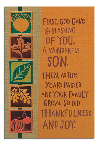 Thanksgiving - Son and Family - Thankfulness and Joy - 1 Premium Card