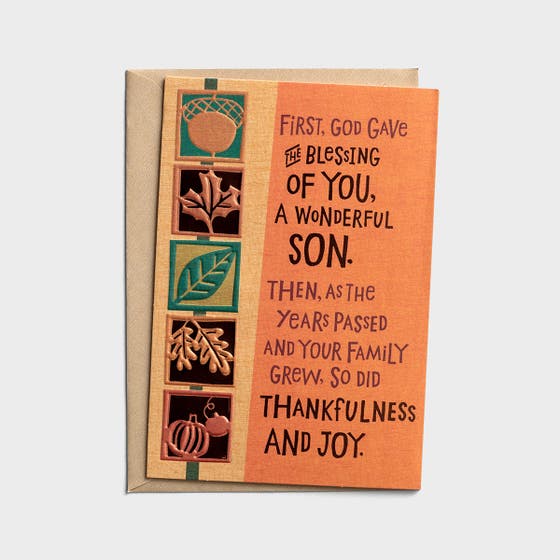 Thanksgiving - Son and Family - Thankfulness and Joy - 1 Premium Card