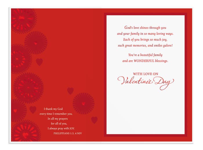 Valentine's Day - Daughter and Family - 1 Greeting Card 