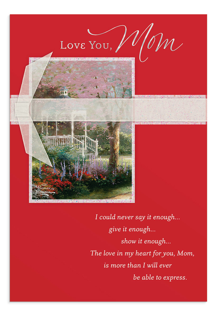 Thomas Kinkade - Valentine's Day - Mom - Love You, Mom - 1 Greeting Card