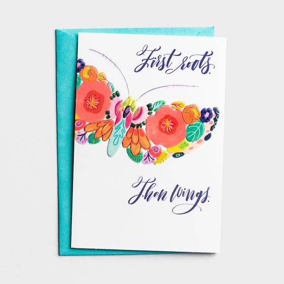 Mother's Day - Mom - First Roots Then Wings - 1 Premium Card