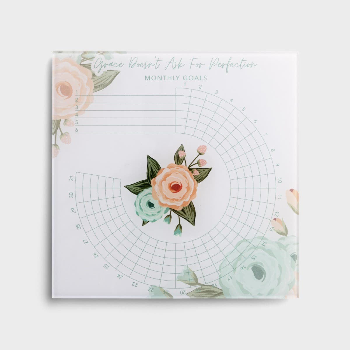 Grace Doesn't Ask For Perfection  - Floral Glass Habit Tracker