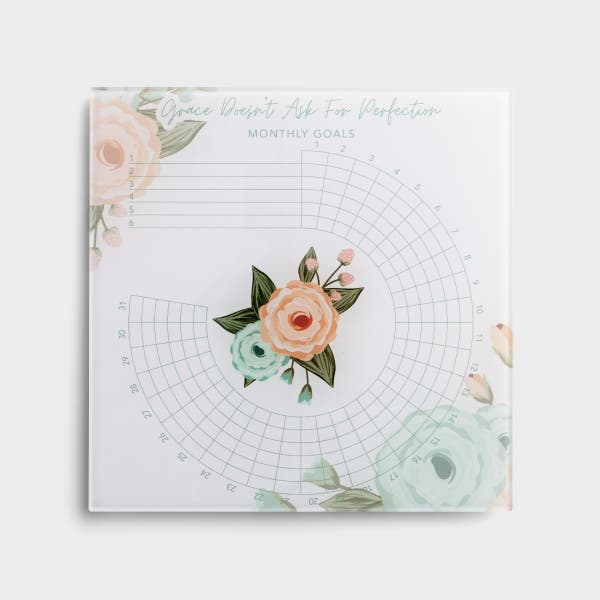 Clairmont & Co. - Grace Doesn't Ask For Perfection - Floral Glass Habit Tracker
