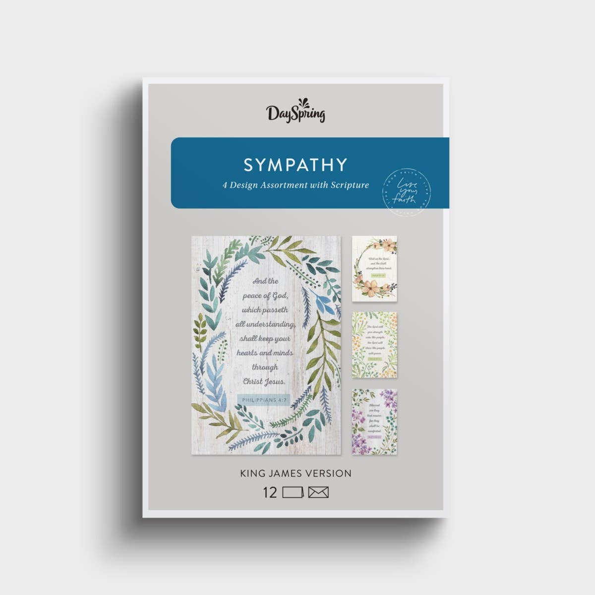 Sympathy - Botanical Frames - 12 Boxed Cards and Envelopes, KJV