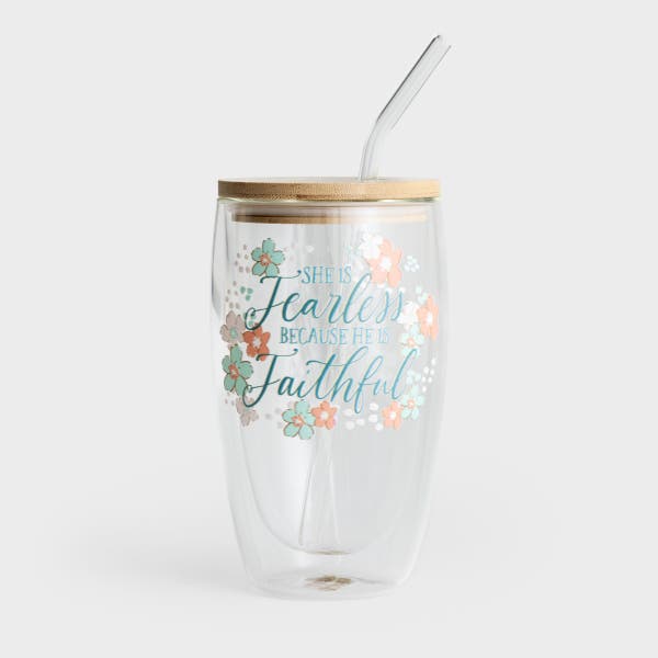 Clairmont & Co. - She is Fearless - 16oz Insulated Glass Tumbler