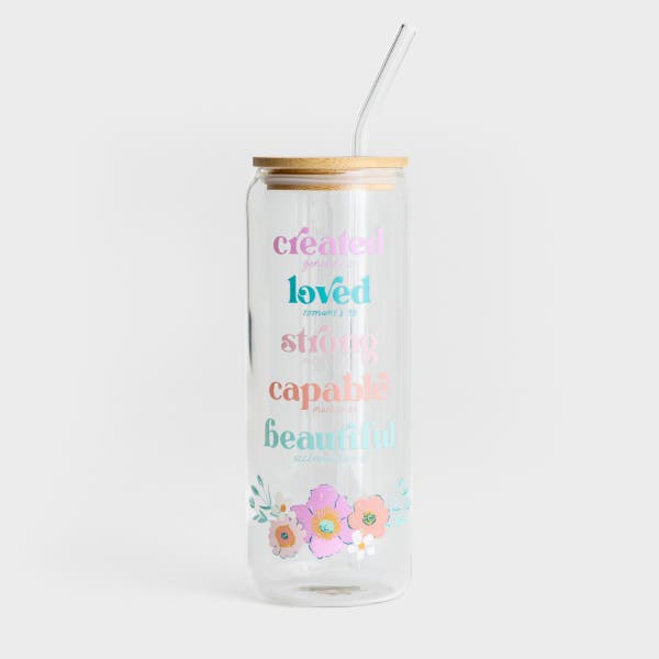 Clairmont & Co. - Created, Loved - 24oz Glass Tumbler