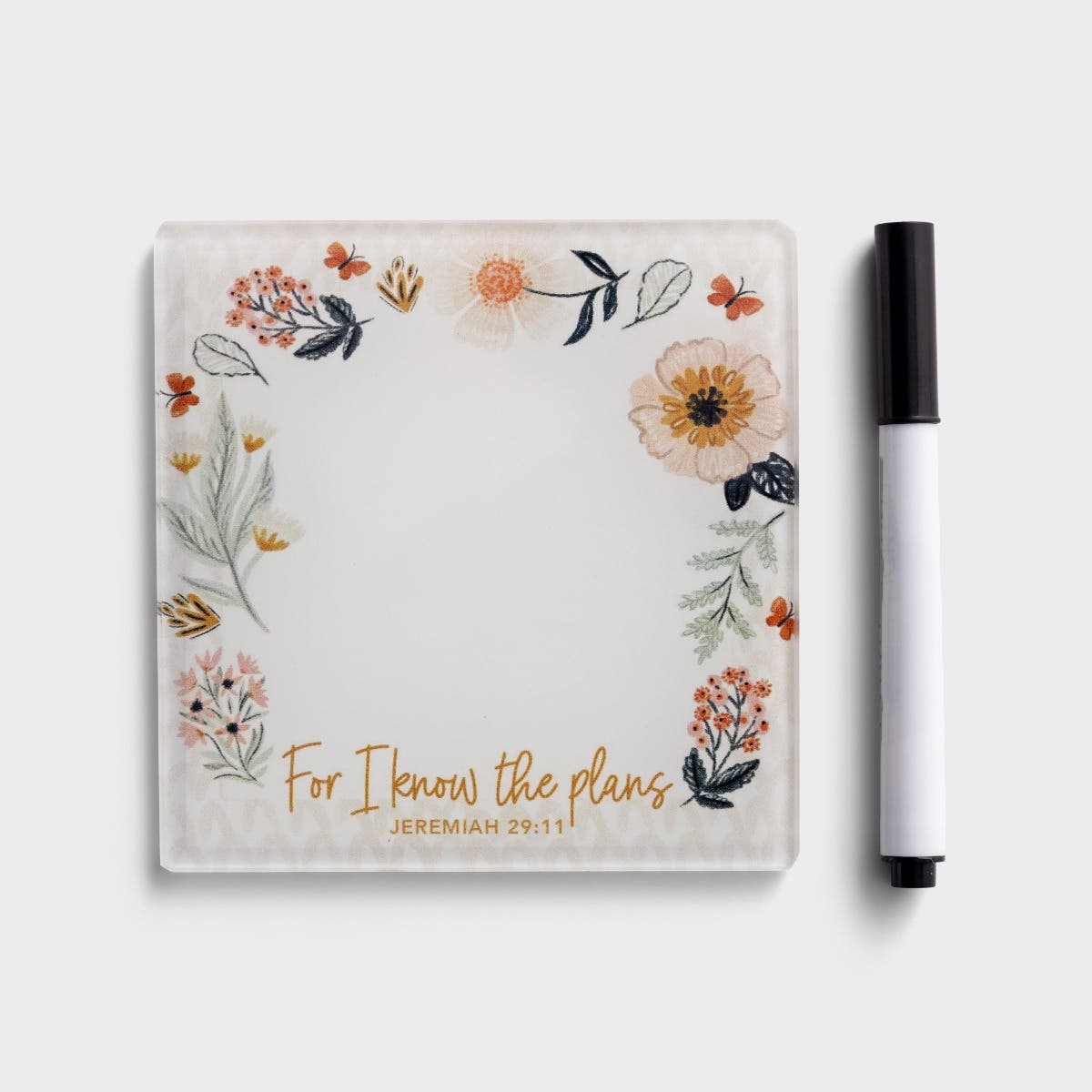 Clairmont & Co. - For I Know the Plans - 4x4" Glass Dry Erase Desk Tile