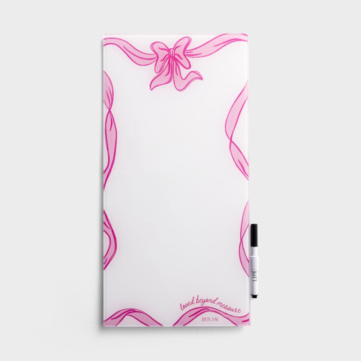 Clairmont & Co. - 8 x 16 Glass Dry Erase Board, Pink Bows