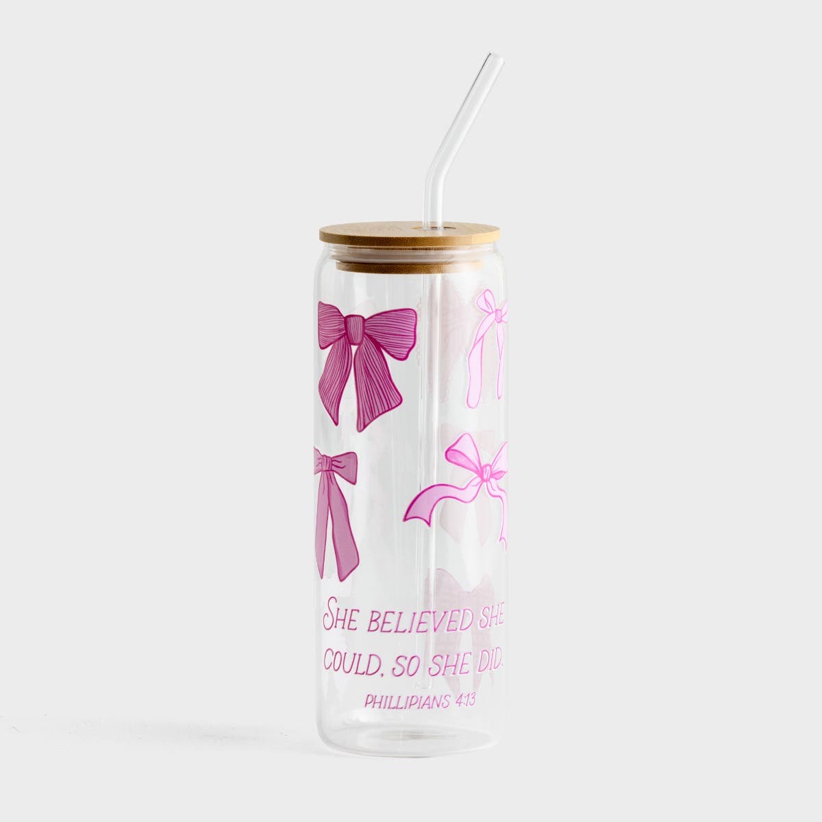 Clairmont & Co. - 24 oz Cold Brew Glass - Pink Bows 