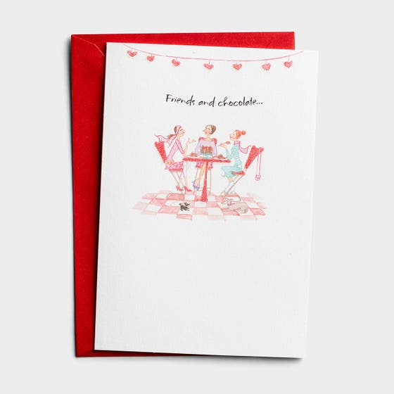 Valentine's Day - Friendship - Friends and Chocolate - 1 Premium Card