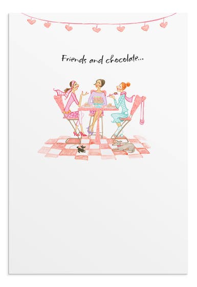 Valentine's Day - Friendship - Friends and Chocolate - 1 Greeting Card