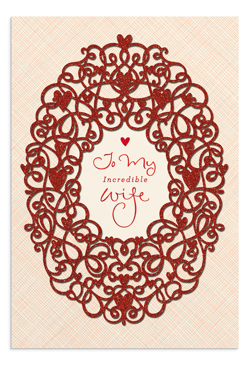 Valentine's Day - Wife -  Incredible Wife - 1 Greeting Card