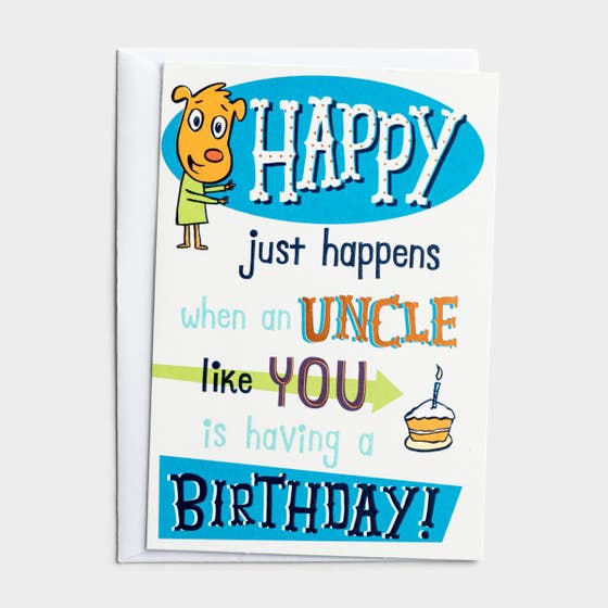 Birthday - Uncle - Happy Just Happens - 1 Premium Card