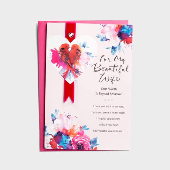 Valentine's Day - Wife - Worth Beyond Measure - 1 Greeting Card