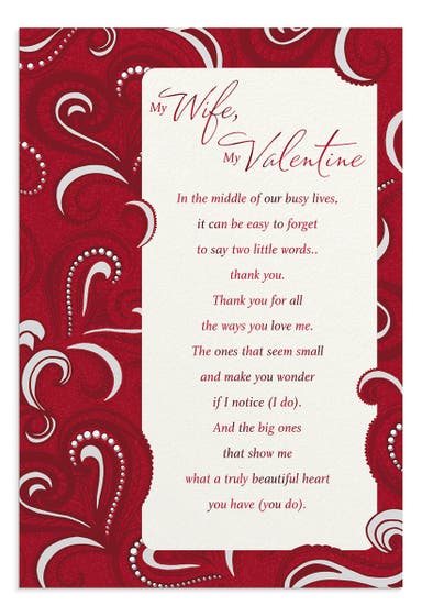 Valentine's Day - Wife - Thank You - 1 Greeting Card