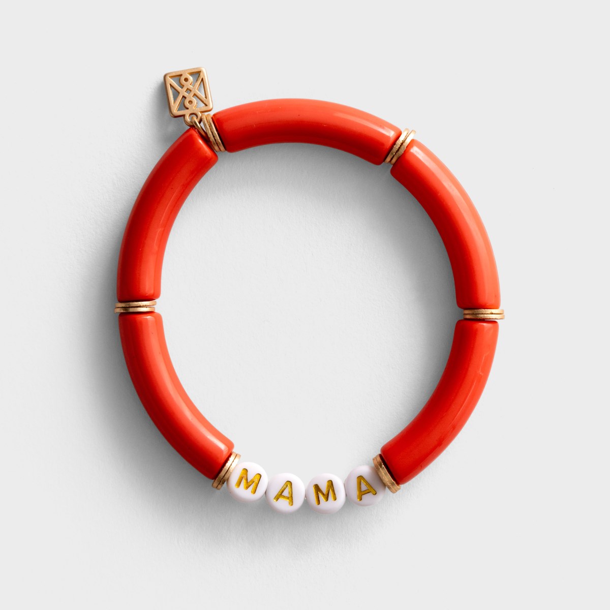 Mama - Tube Bead Bracelet, Coral