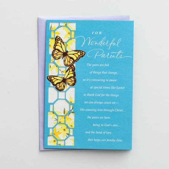 Easter - Parents - For Wonderful Parents - 1 Greeting Card, KJV