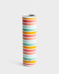 Skinny Stainless Tumbler with Lid and Straw, 20oz - Swept Away
