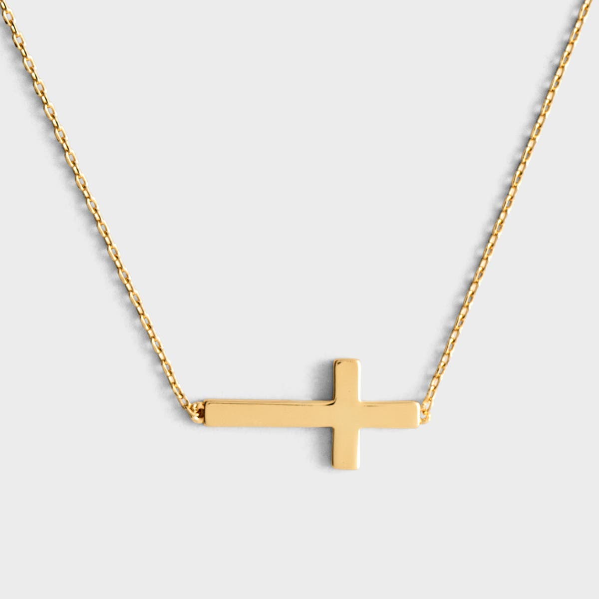 Sideways Cross - Gold Necklace