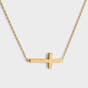 Sideways Cross - Gold Necklace