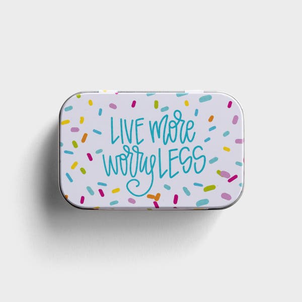 Mary Square - Maghon Taylor - Live More Worry Less - Inspirational Tin