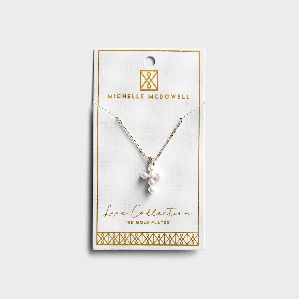 Sammy - Gold Pearl Cross Necklace