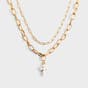 Madaline - Pearl Cross Charm Necklace