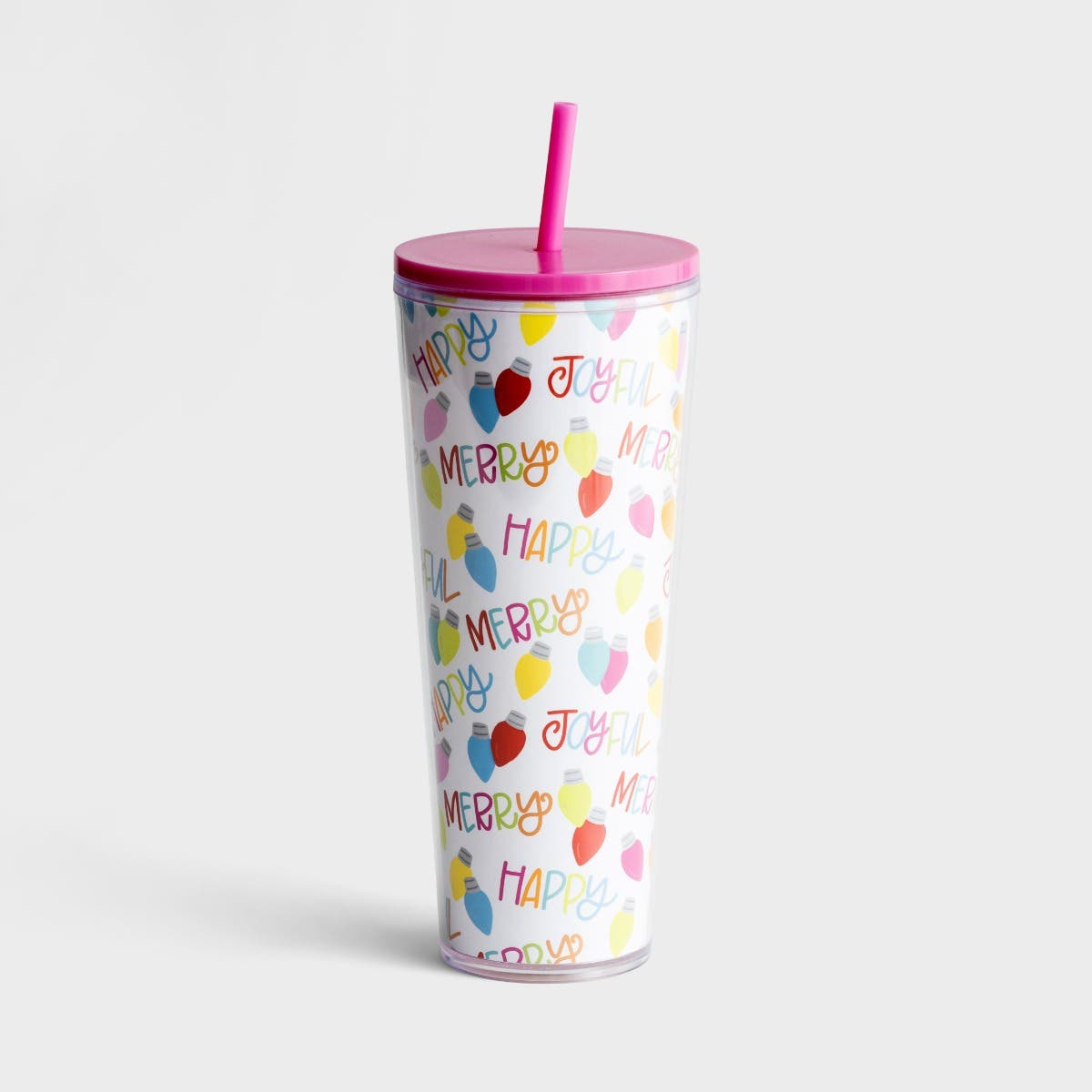 Mary Square - Happy Merry Joyful - Christmas Tumbler