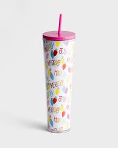 Mary Square - Happy Merry Joyful - Christmas Tumbler