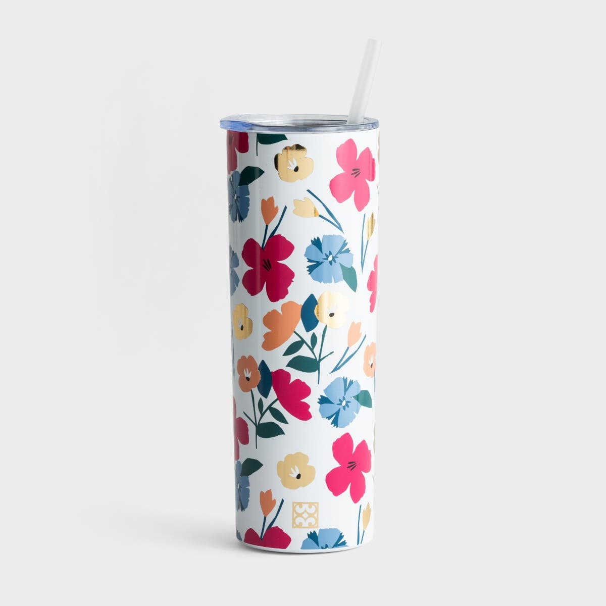 Mary Square - Stainless Steel Skinny Tumbler - Darling Daisy