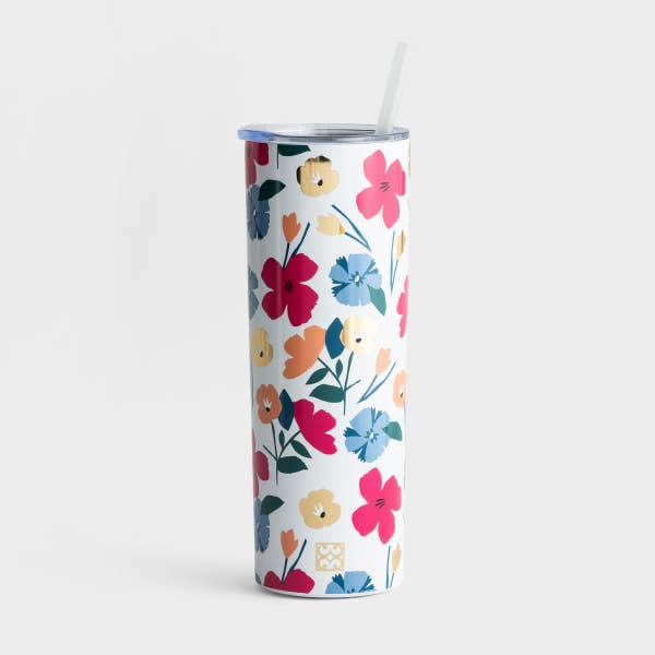 Mary Square - Stainless Steel Skinny Tumbler - Darling Daisy