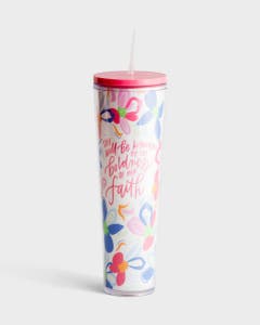 Mary Square - Happy Bold Faith - Straw Tumbler
