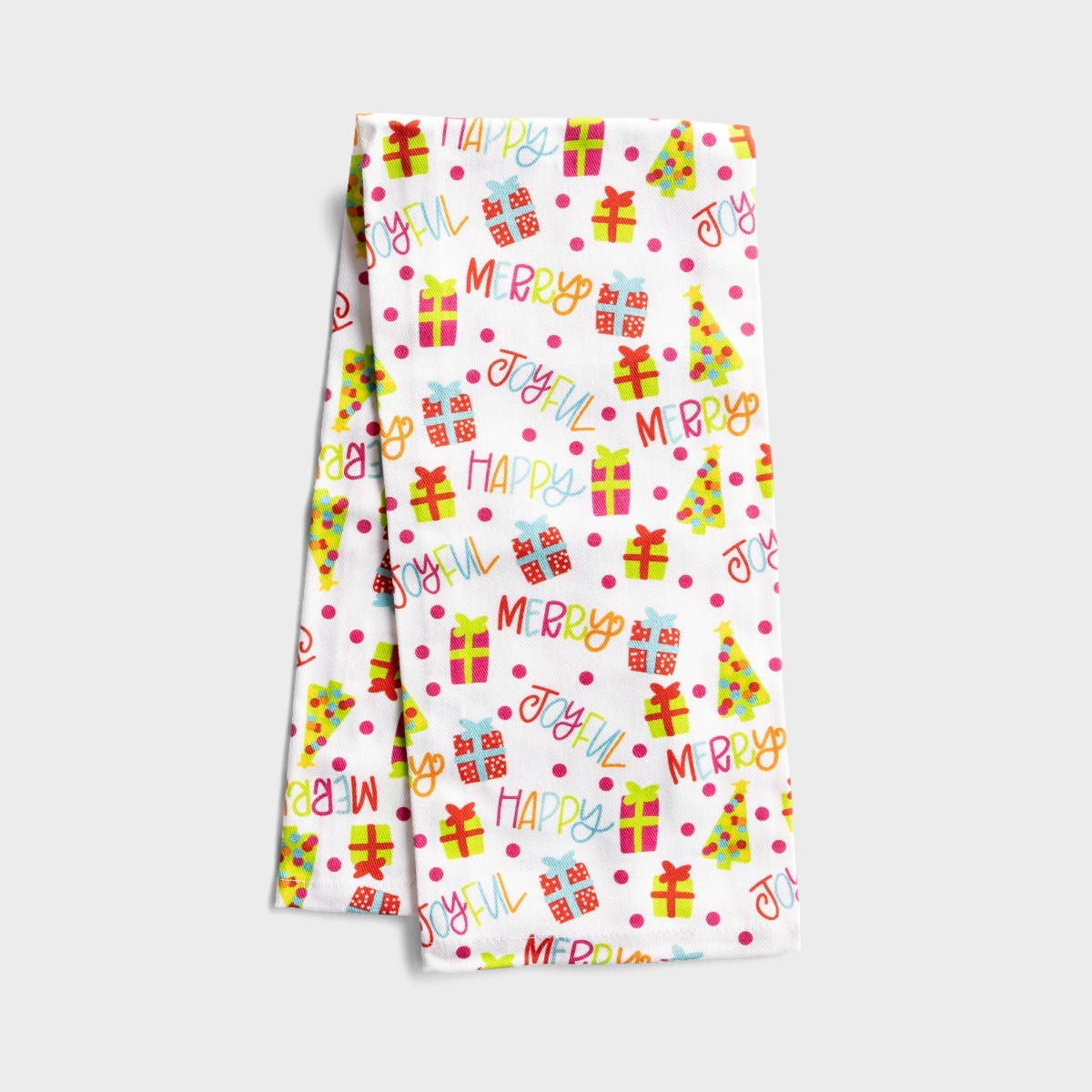 Mary Square - Happy Merry Joyful - Christmas Tea Towel