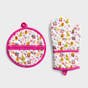 Happy Merry Joyful - Christmas Pot Holder and Oven Mitt Set